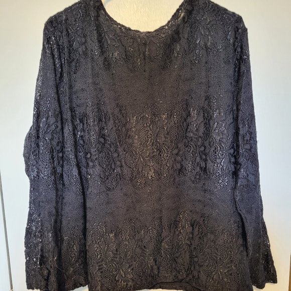 Coldwater Creek black lace knit top - Picture 1 of 4